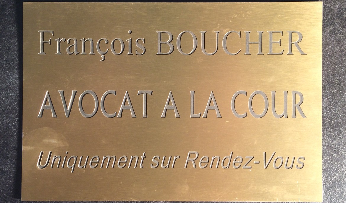 plaque professionnelle gravée en creux